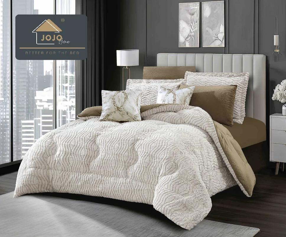 Lenjerie cu Pilota din Blanita artificiala de iepure si Catifea cearceaf cu elastic, bej cu model floral argintiu-PBJ23 [2]