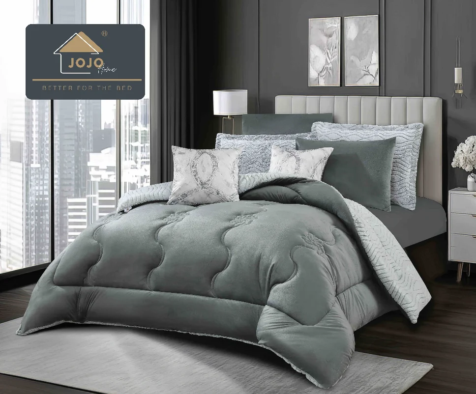 Lenjerie cu Pilota din Blanita artificiala de iepure si Catifea cearceaf cu elastic, gri cu modele discrete-PBJ24 [1]