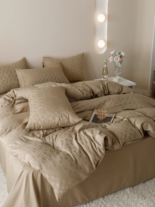 Lenjerie de pat,6 Piese, Jacquard-Finet, Maro-JQ10 [3]