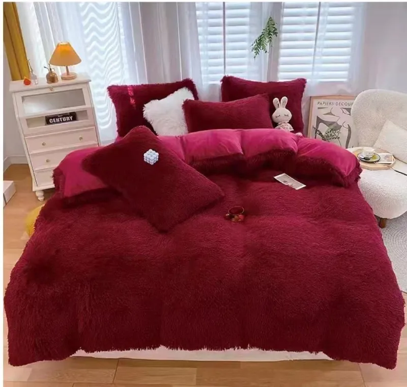 Lenjerie de pat Cocolino 4 piese Fluffy,Super pufoase,Alb cu pete negre-GB2 [1]