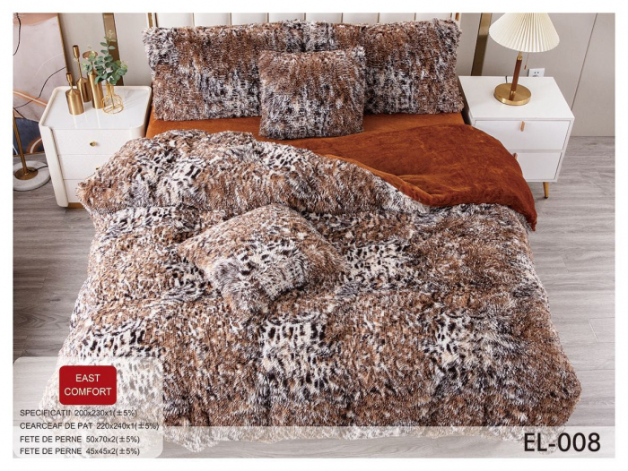 Lenjerie de pat Cocolino 4 piese Fluffy,Super pufoase,Maro animal print-GB12 [1]