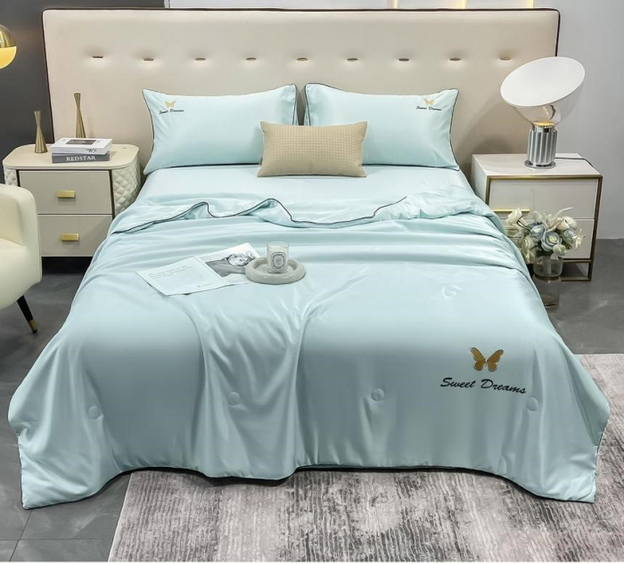 Lenjerie de pat cu 4 piese,Dubla cu tiv Elegant si pilota de Vara -N11 [1]
