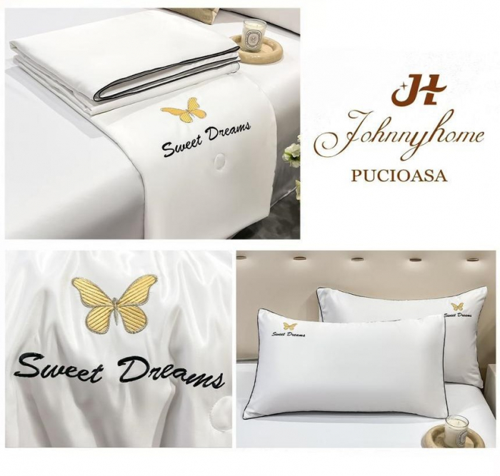 Lenjerie de pat cu 4 piese,Dubla cu tiv Elegant si pilota de Vara -N13 [2]