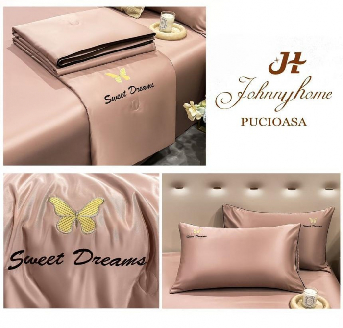 Lenjerie de pat cu 4 piese,Dubla cu tiv Elegant si pilota de Vara -N14 [2]