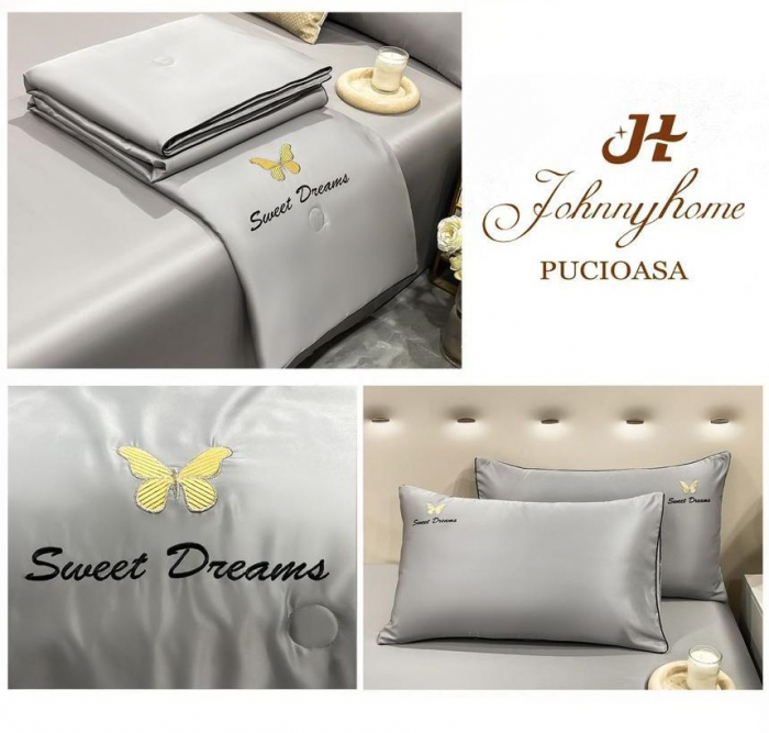 Lenjerie de pat cu 4 piese,Dubla cu tiv Elegant si pilota de Vara -N3 [2]