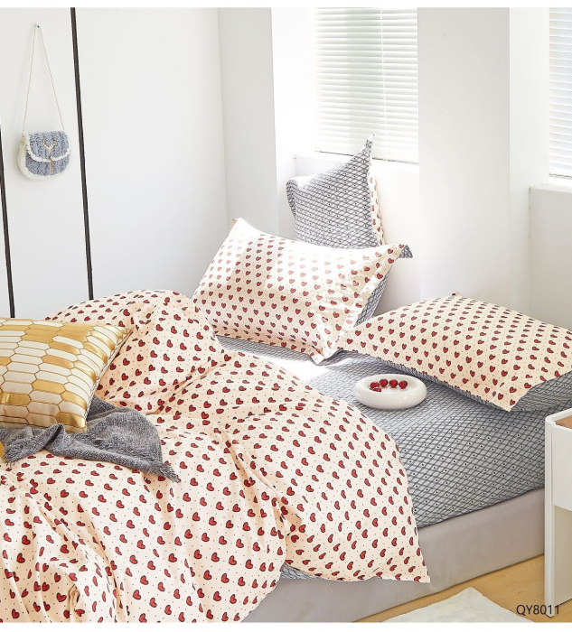 Lenjerie de pat cu Elastic 180x200, Bumbac 100%, 4 piese-DX10 [1]