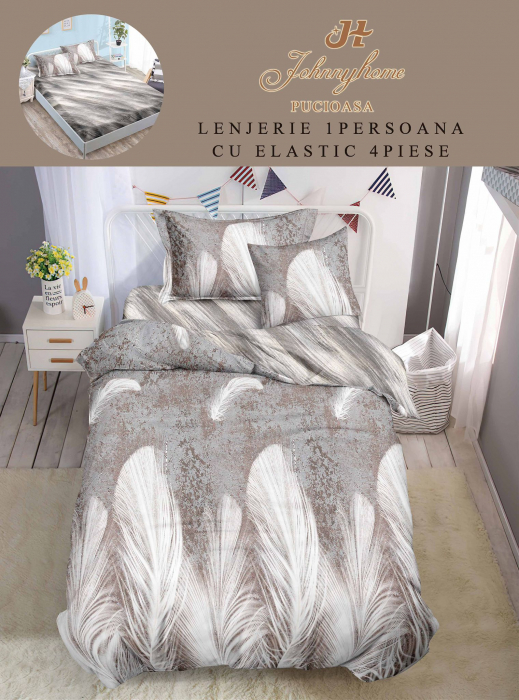 Lenjerie de pat Finet 1 Persoana cu Elastic-YE125 [1]