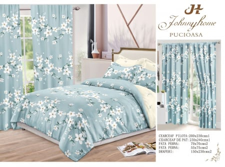 Lenjerie de pat Finet, 6 piese+ 2 Draperii CADOU,Floricele-FD11 [2]
