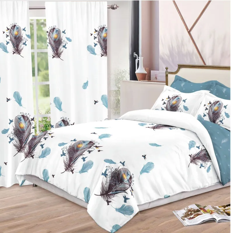 Lenjerie de pat Finet, 6 piese+ 2 Draperii CADOU,Pene-FD06 [1]