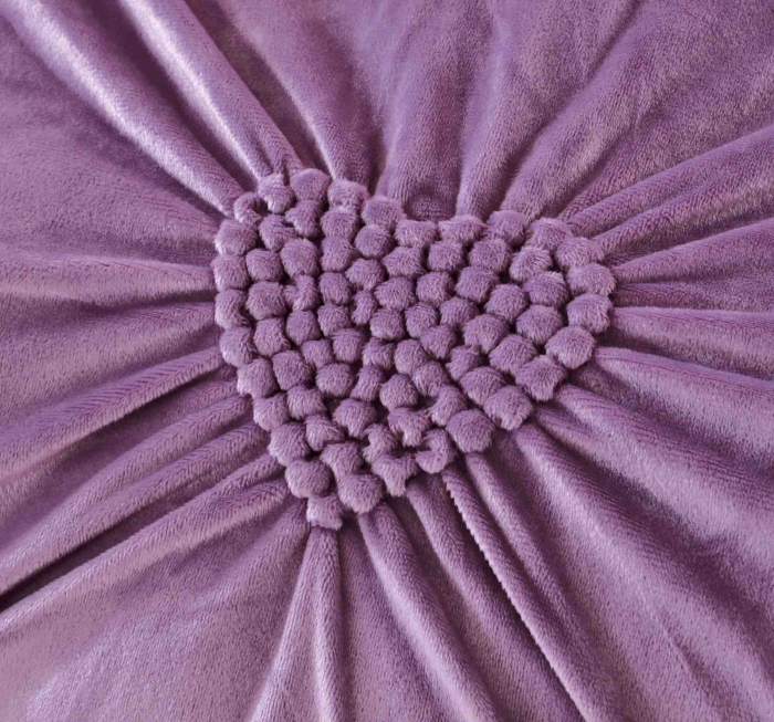 Lenjerii de pat Catifea 4 piese cu inimioare brodate,Super pufoase,Mov-BRJ10 [2]