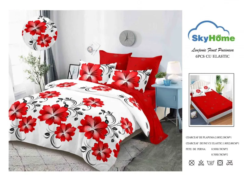 Lenjerii de pat Finet 6 piese cu Elastic-SKE15 [1]