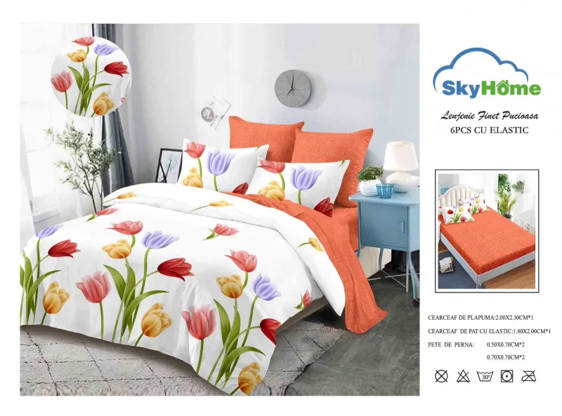 Lenjerii de pat Finet 6 piese cu Elastic-SKE16 [1]