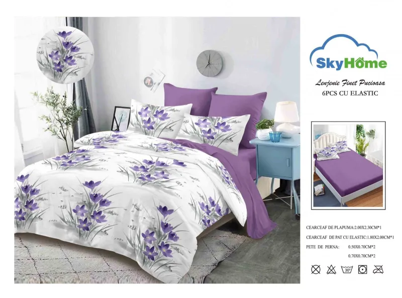 Lenjerii de pat Finet 6 piese cu Elastic-SKE19 [1]