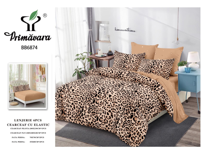 Lenjerii de pat Finet 6 piese cu imprimeu modern Leopard-FEL424 [2]
