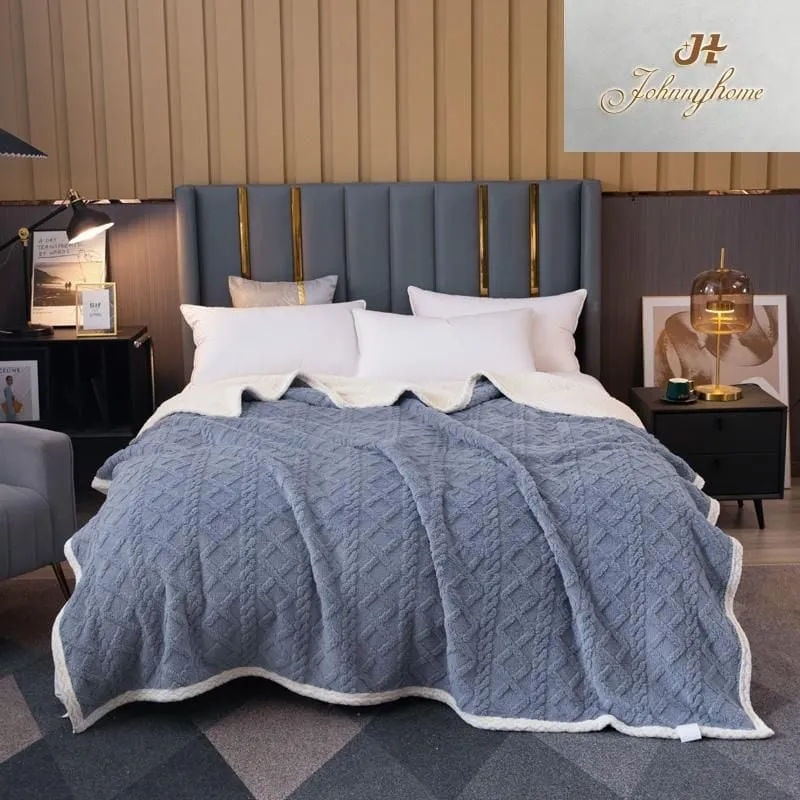 Patura CoCoLiNo tip Tricotaj cu blanita,Gri deschis, 200x230cm-ZF14 [1]