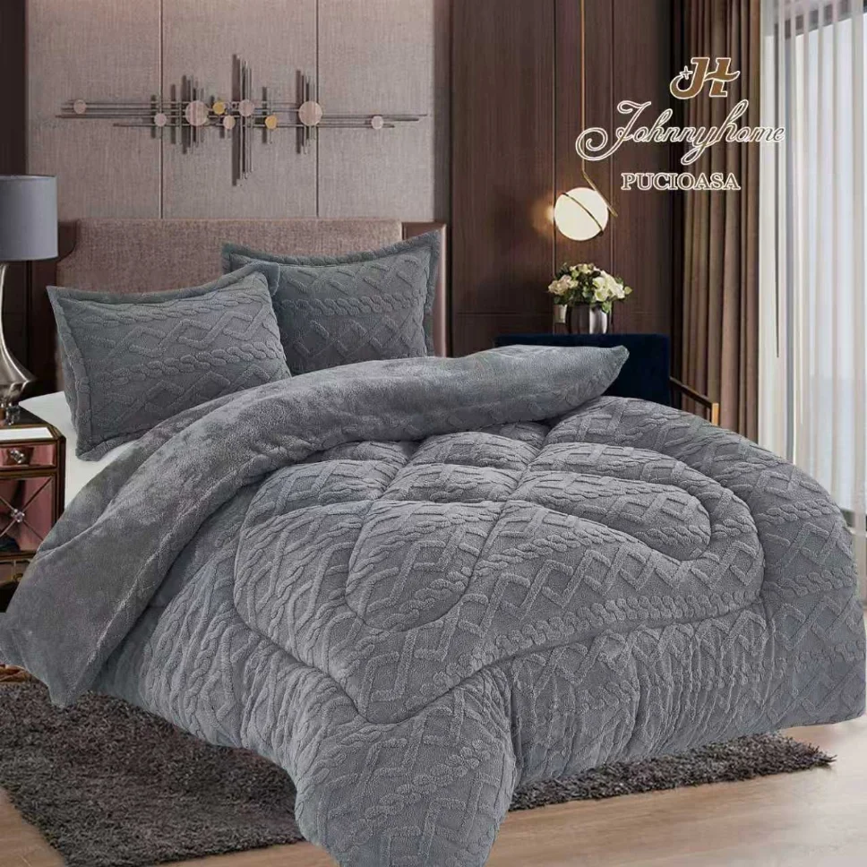 Pilota groasa cocolino cu blanita, gri model impletit geometric-RD5 [1]