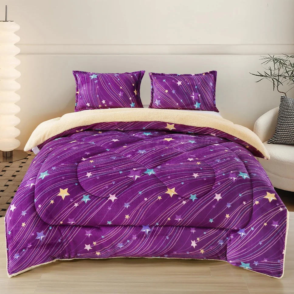 Pilota groasa cocolino cu blanita, purpurie cu stele căzătoare-PCB110 [1]