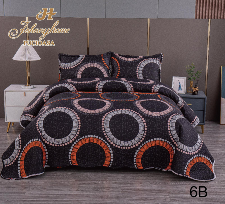 Cuverturi 2 Fete - Cuvertura Pat dublu din Bumbac Satinat,3 piese-V6A