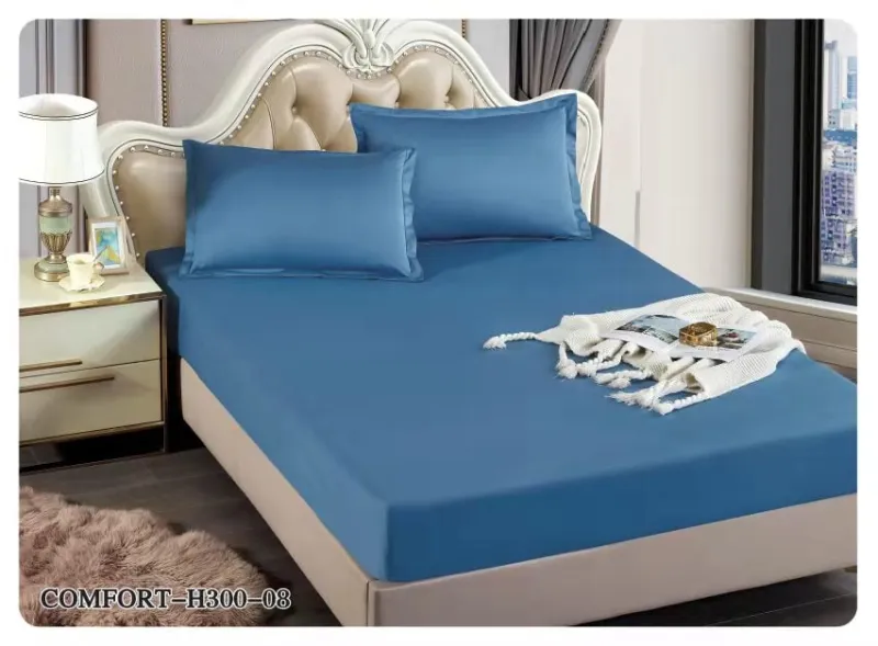 Huse de pat Finet 180x200 cm - Husa de pat cu elastic din Finet 180x200,cu 2 fete de perna,Blue-H308