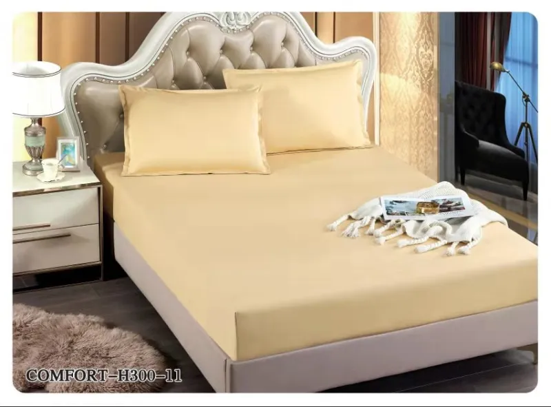 Huse de pat Finet 180x200 cm - Husa de pat cu elastic din Finet 180x200,cu 2 fete de perna,Crem-H311