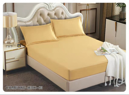 HUSE DE PAT - Husa de pat cu elastic din Finet 180x200,cu 2 fete de perna,Galben-H303