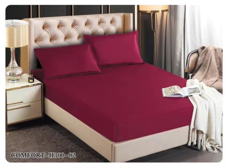 Huse de pat Finet 180x200 cm - Husa de pat cu elastic din Finet 180x200,cu 2 fete de perna,Grena-H302