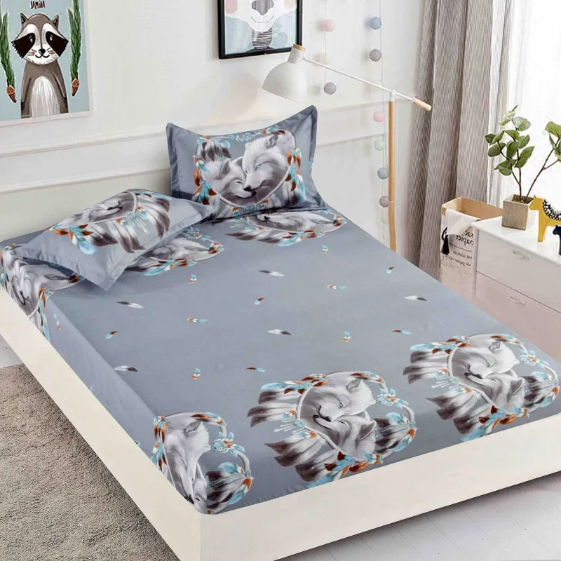 Huse de pat Finet 180x200 cm - Husa de pat din Finet cu elastic+ 2 fete  de perna 180x200 -H06