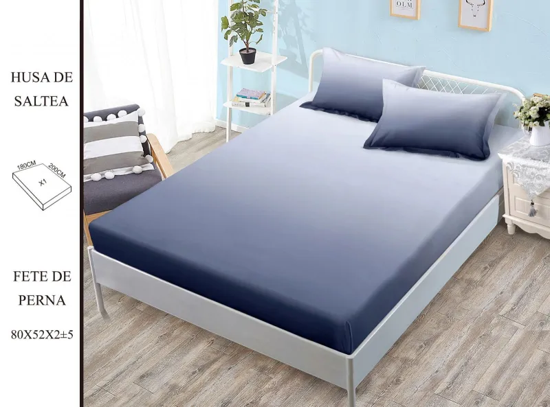Huse de pat Finet 180x200 cm - Husa de pat din Finet cu elastic+ 2 fete  de perna 180x200 -H13