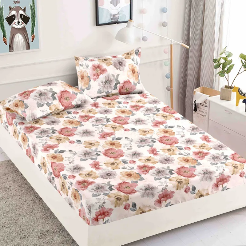 HUSE DE PAT - Husa de pat din Finet cu elastic+ 2 fete  de perna 180x200 -H25
