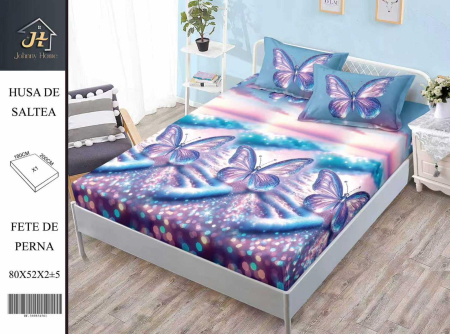 Huse de pat Finet 180x200 cm - Husa de pat din Finet cu elastic+ 2 fete  de perna 180x200 -HG298