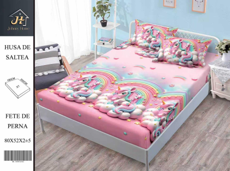 Huse de pat Finet 180x200 cm - Husa de pat din Finet cu elastic+ 2 fete  de perna 180x200 -HG299