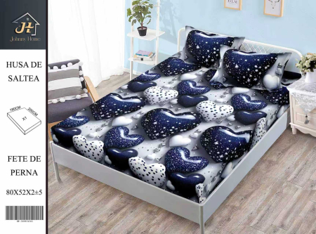 Huse de pat Finet 180x200 cm - Husa de pat din Finet cu elastic+ 2 fete  de perna 180x200 -HG300