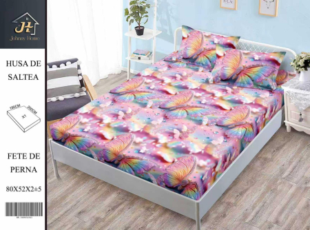 Huse de pat Finet 180x200 cm - Husa de pat din Finet cu elastic+ 2 fete  de perna 180x200 -HG304