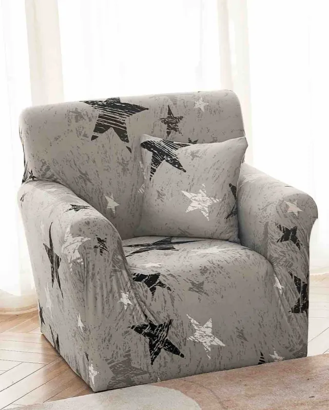 Huse de Fotolii - Husa Elastica pentru Fotoliu cu brate,Gri cu stelutet-S34