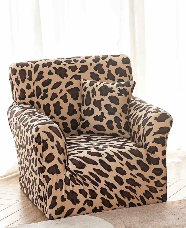 Huse de Fotolii - Husa Elastica pentru Fotoliu cu brate,Maro,animal-print-S33