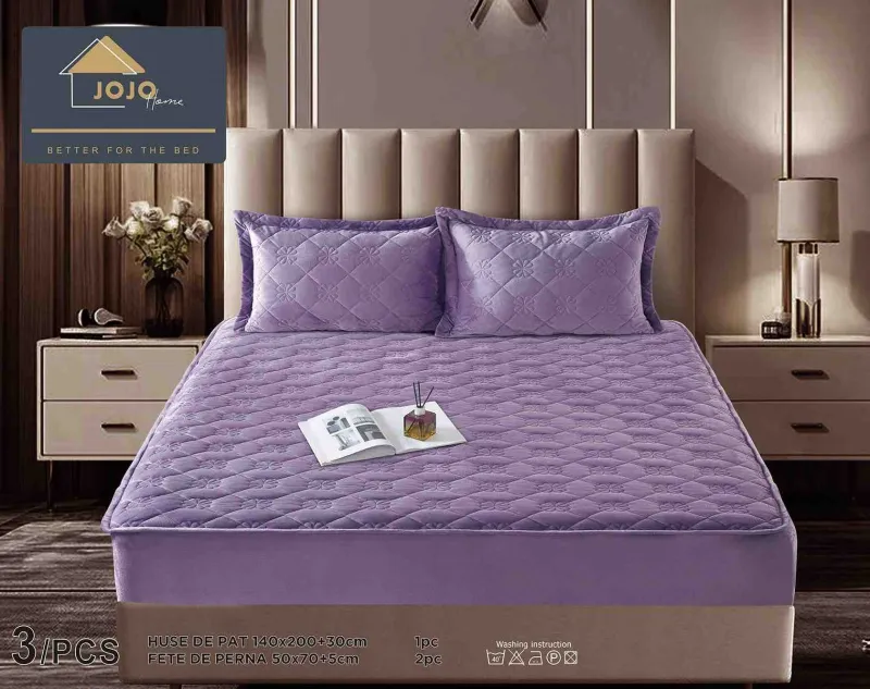 Huse Tip Topper 140x200 - Husa tip Topper cu elastic din catifea 140x200 -TJ553