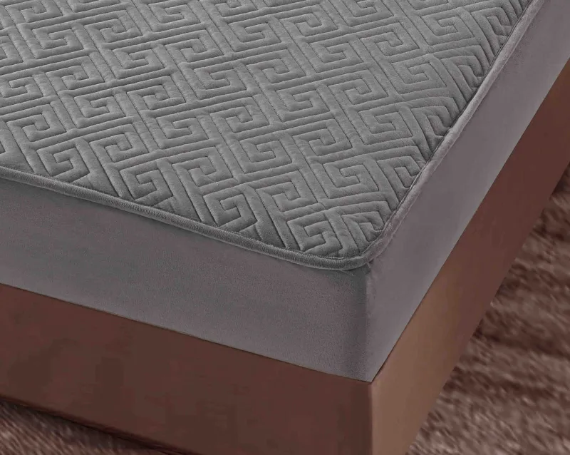 Husa tip Topper cu elastic din catifea 160x200,Gri-TJ2 [1]
