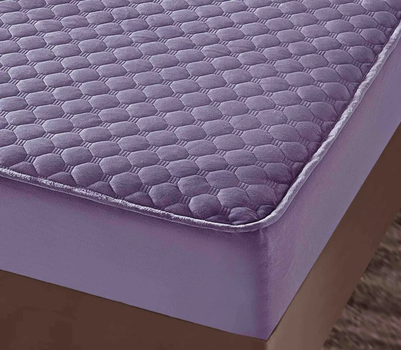 Husa tip Topper cu elastic din catifea 160x200,Mov-TJ9 [2]
