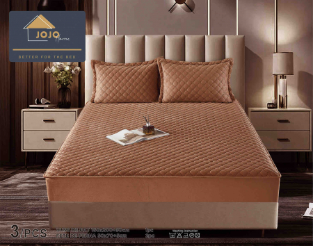 HUSE DE PAT - Husa tip Topper cu elastic din catifea 160x200,Maro-TJ10