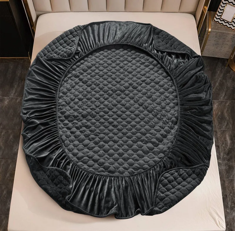 Husa tip Topper cu elastic din catifea 180x200,Gri inchis-TOP4 [2]