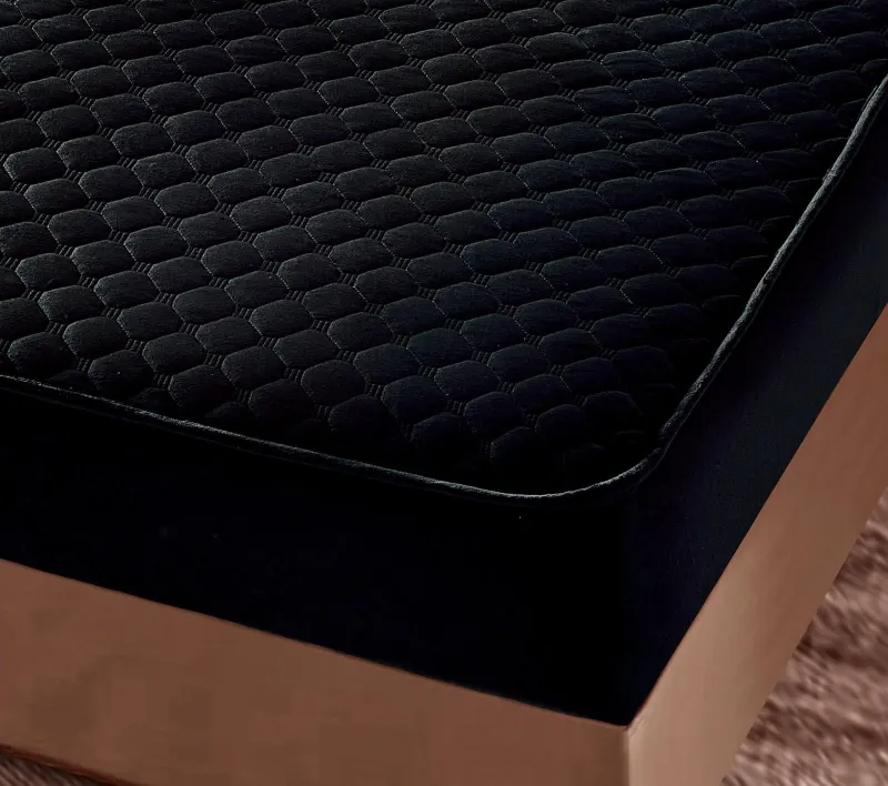 Husa tip Topper cu elastic din catifea 180x200,Negru-TOP10 [1]