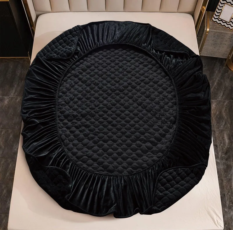 Husa tip Topper cu elastic din catifea 180x200,Negru-TOP10 [2]