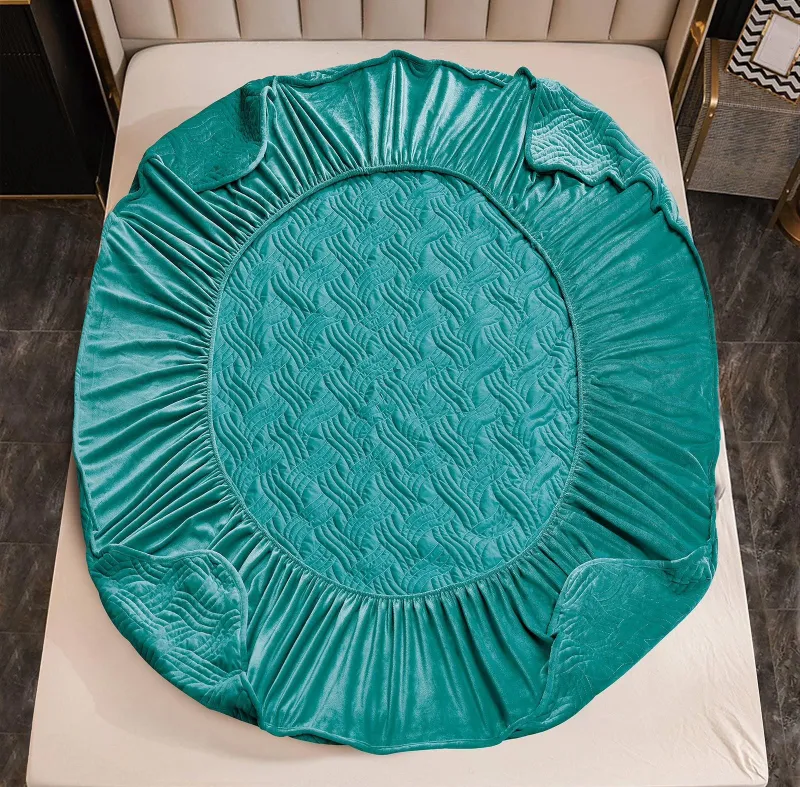 Husa tip Topper cu elastic din catifea 180x200,Turcouaz-TOP8 [2]