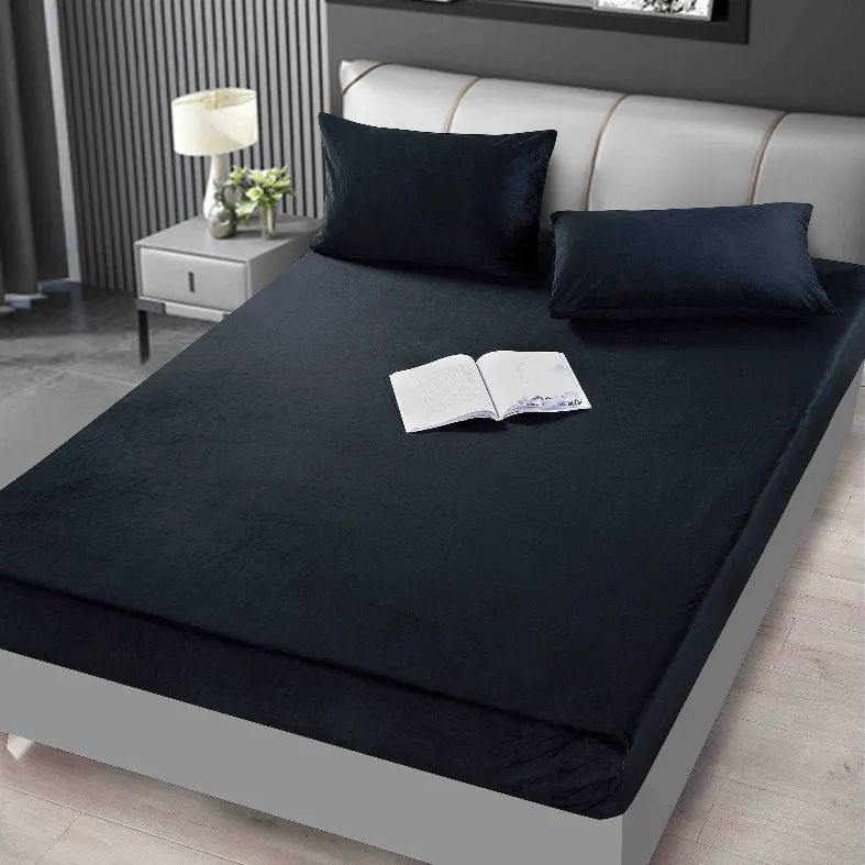 Huse de pat Cocolino 180x200 cm - Huse de pat catifea 180x200,, negru uni din catifea-AA5