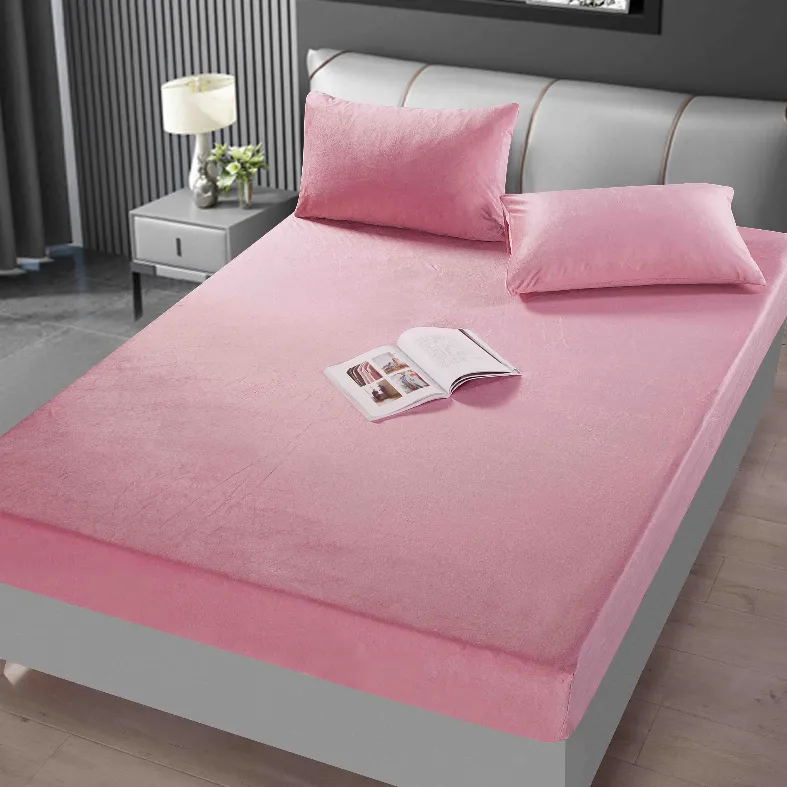 Huse de pat Cocolino 180x200 cm - Huse de pat catifea 180x200,, roz delicat cu texturi discrete-AA3