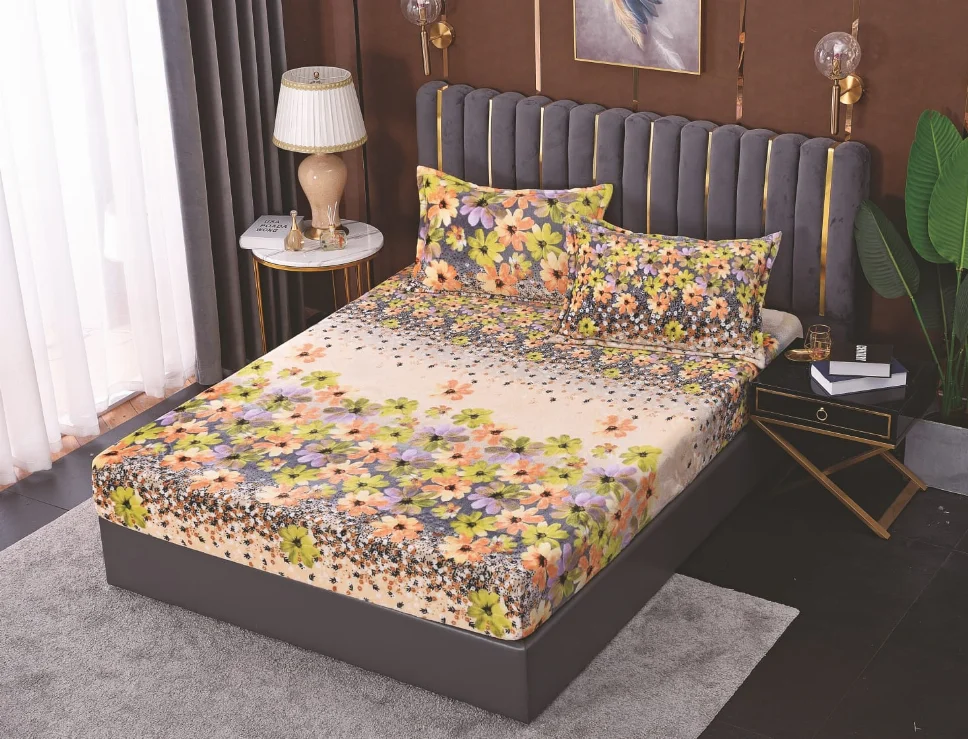 Huse de pat Cocolino 180x200 cm - Huse de pat cocolino 180x200 cm, model floral pastel cu flori mici-HJC151