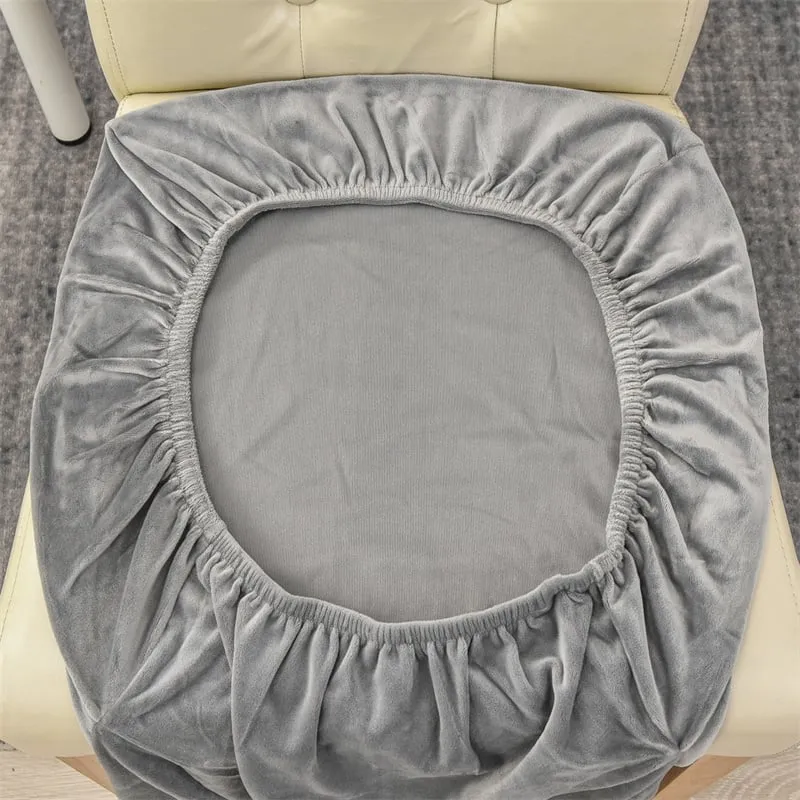 Huse pentru scaun din Catifea cu elastic,Gri deschis-JHC8 [3]