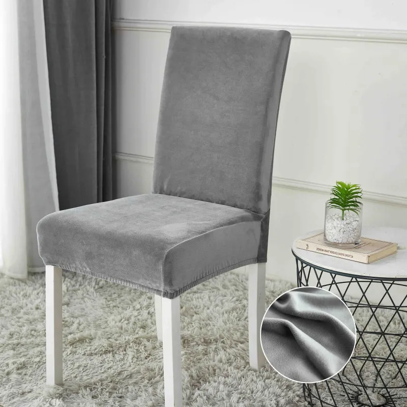 HUSE SCAUNE & CANAPELE - Huse pentru scaun din Catifea cu elastic,Gri deschis-JHC8