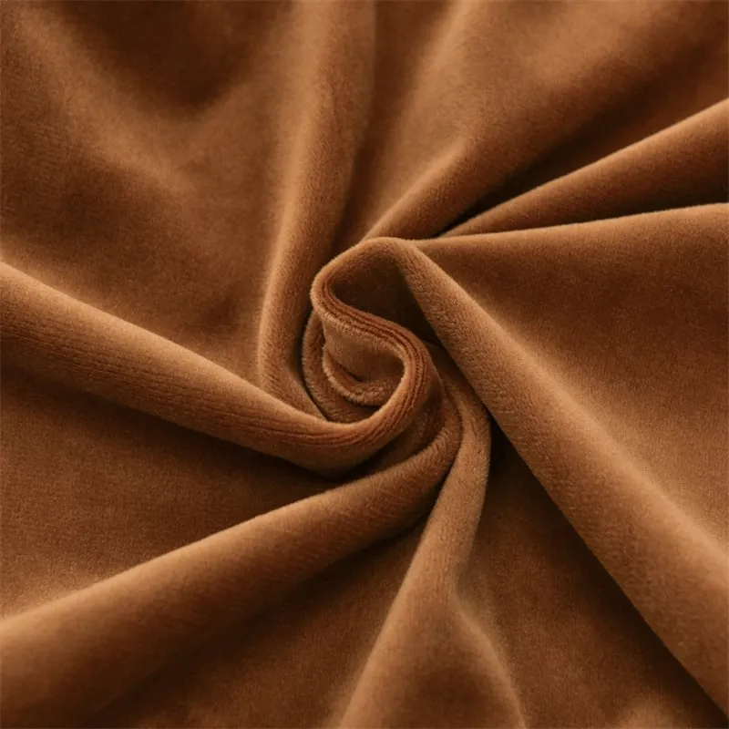 Huse pentru scaun din Catifea cu elastic,Maro-JHC4 [3]