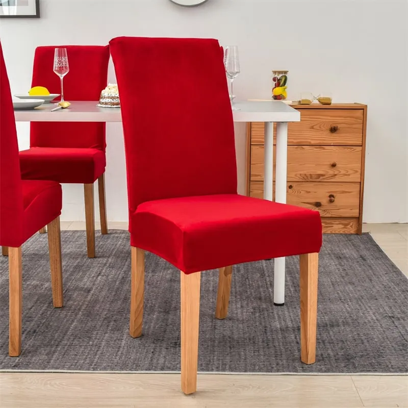 Huse pentru scaun din Catifea cu elastic,Rosu-JHC10 [1]
